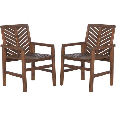 WALKER EDISON FURNITURE Patio Wood Chairs; Dark Brown, 2PK OWC2VINDB
